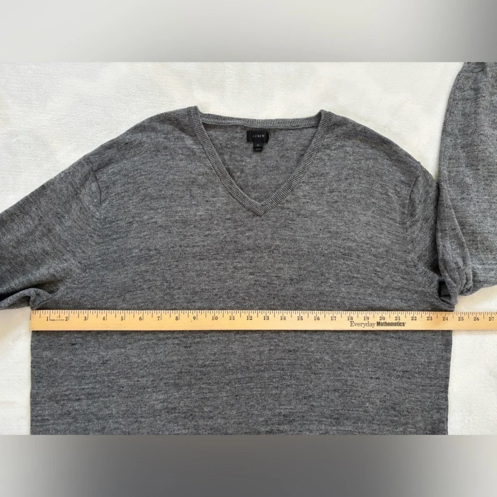J. Crew Men’s Sweater Rugged Cotton V-Neck Pullover Gray Size XL